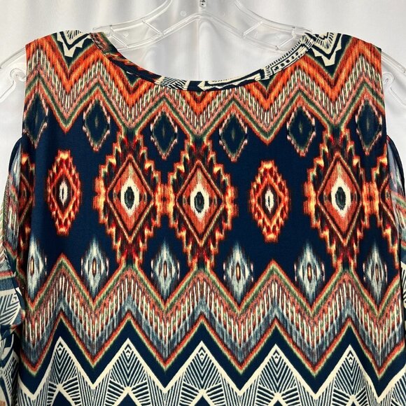 R&K Womens Multicolor Aztec Cold Shoulder Sleeve Round Neck Sheath Dress Sz 18W - Picture 7 of 9